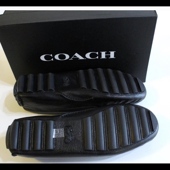 Coach Crosby Driver Black Pebbled Leather Loafers - Picture 3 of 5